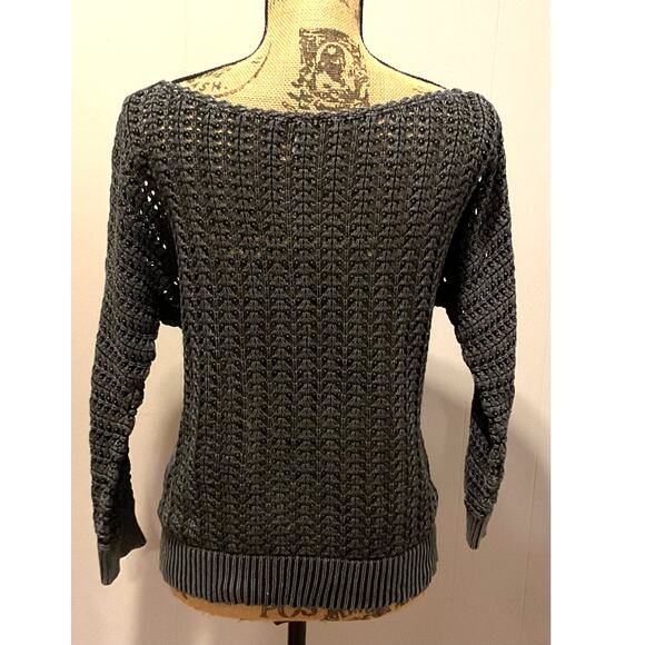 Free People Boomerang Crochet Open Knit Sweater, Gray, Size XS - Picture 5 of 8